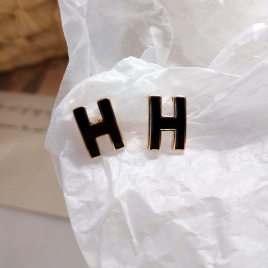 韩版简约字母H耳钉